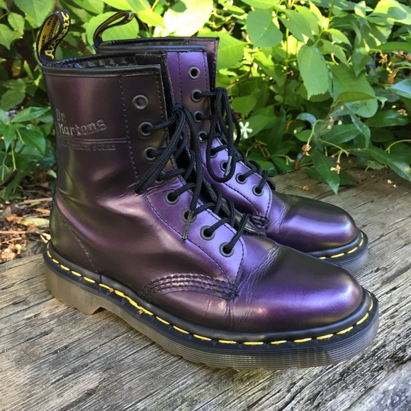 purple metallic doc martens